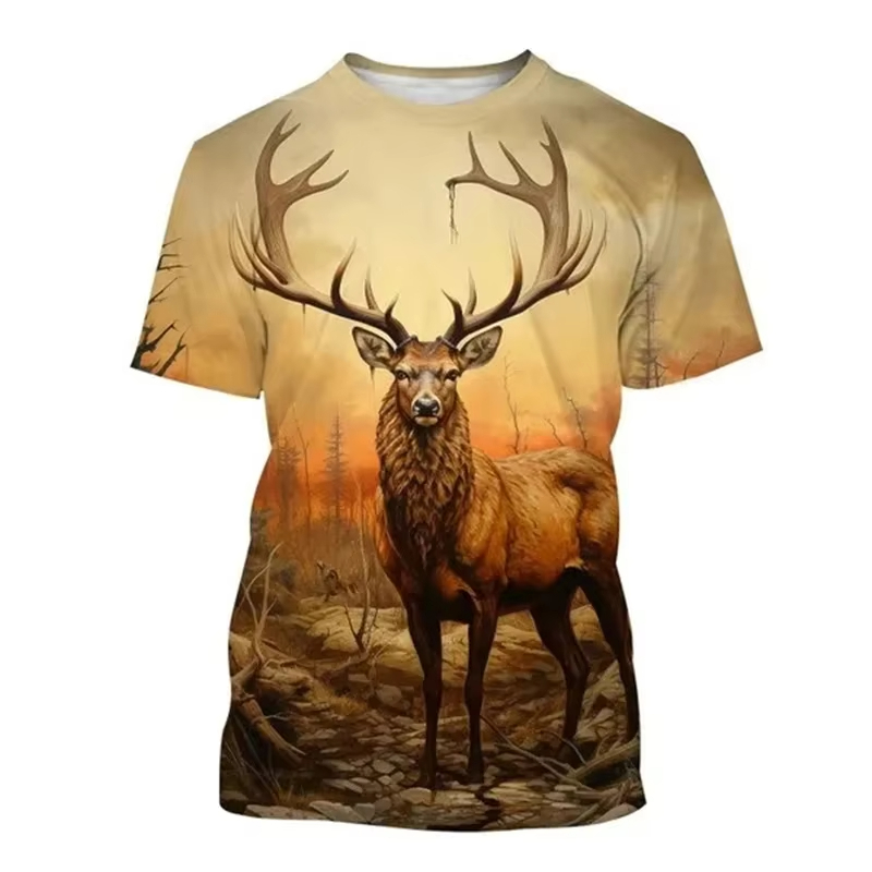 Outdoor Hunting Graphic Tees - Deer 3D Printing T-shirt Funny Animal
