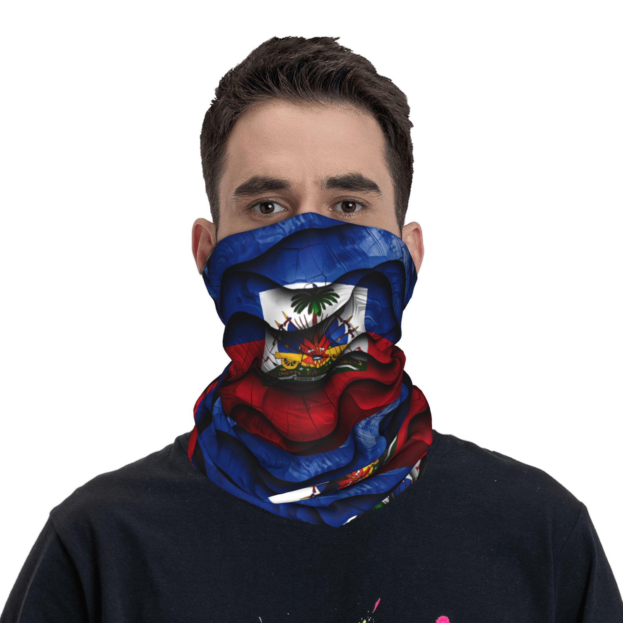 Outdoor Hunting Prints - Haiti Flag Balaclava Hunting Fishing Tactical