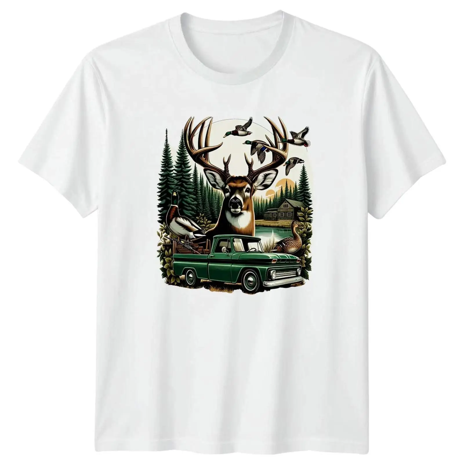 Outdoor Hunting Graphic Tees - Deer Duck Hunting Lodge Wilderness Men's