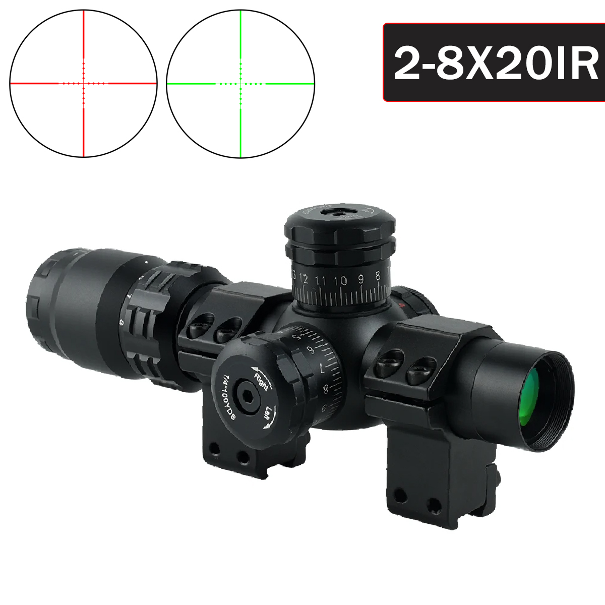Crossbow Scope Sight - 2-8x20IR Hunting Rifle Scopes Outdoor Shooting