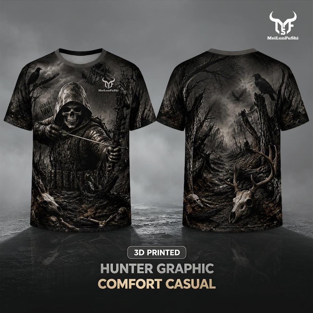 Gothic Skull Archer 3D Print T - đánh giá và giá Outdoor Hunting Graphic Tees