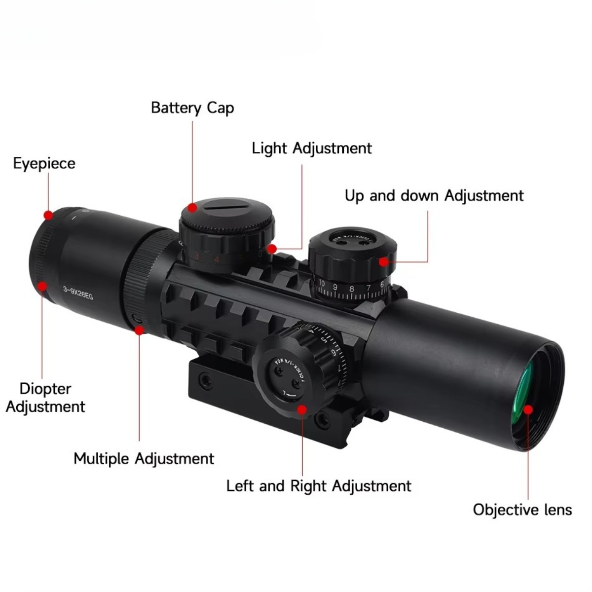3-9x26EG Scopes Tactical Hunti - đánh giá và giá Crossbow Scope Sight