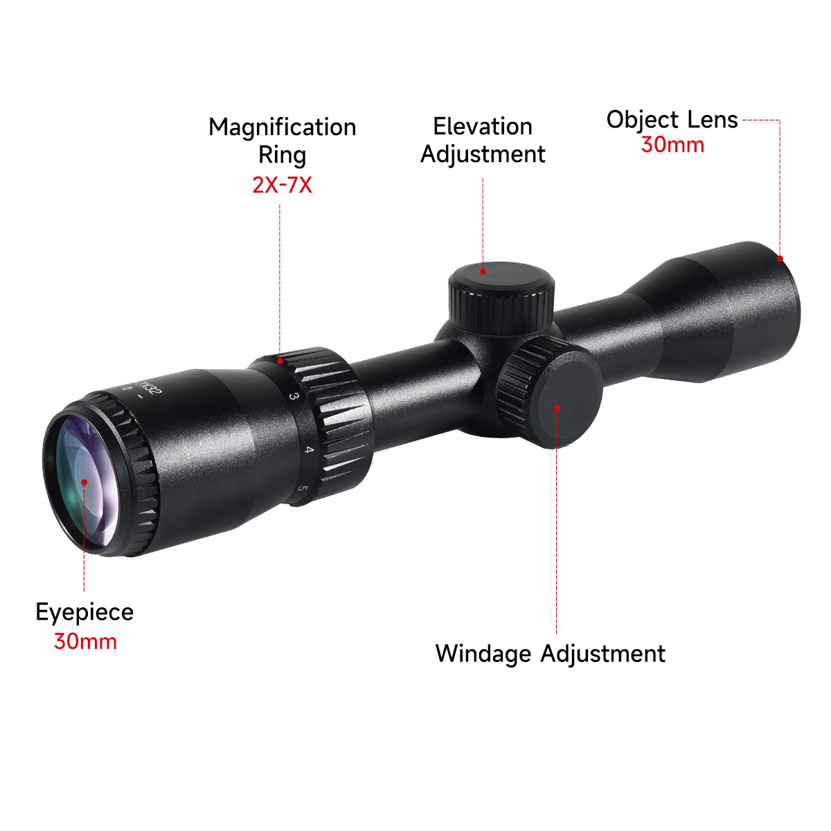 Hunting Tactical Scope 2-7x32  - đánh giá và giá Crossbow Scope Sight